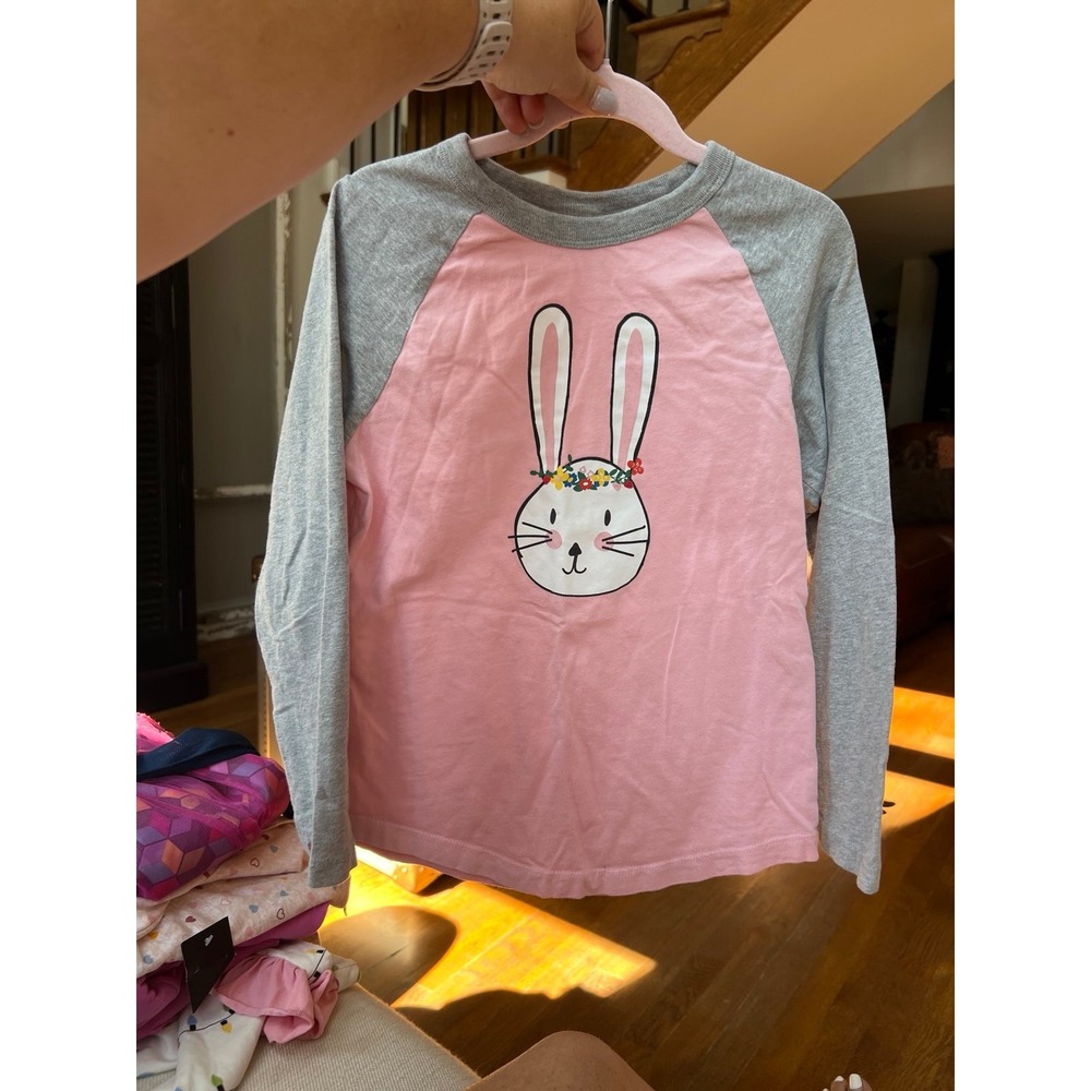 Hanna Andersson Everybunny Baseball Art Tee girls size 8